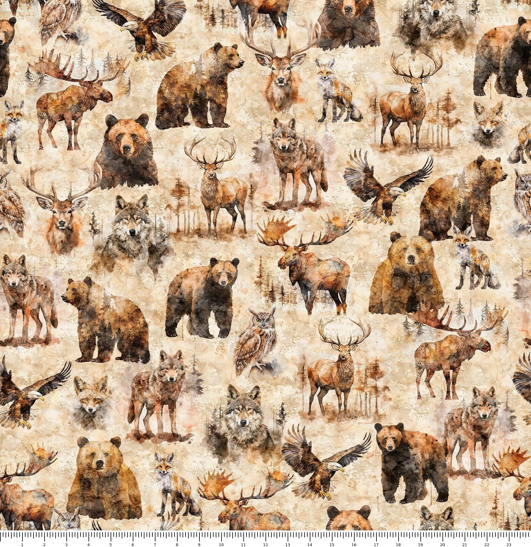 Mountain Splendor Lodge Animals 31582-A with inch ruler for scale