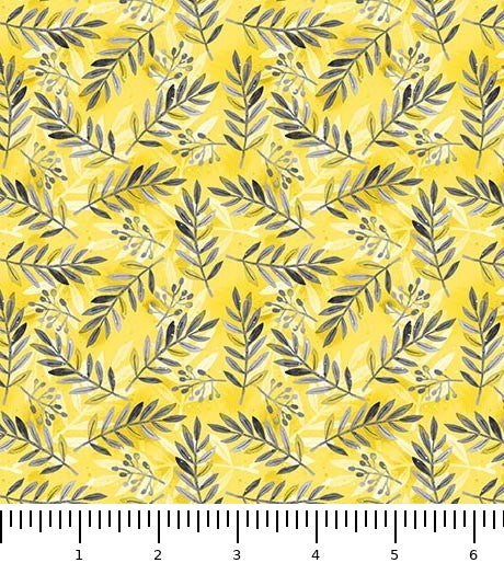 Blissful Blooms Sprigs 31708-S Yellow with inch ruler for scale