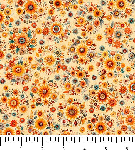Harvest Hollow Fall Bouquets 31987-S with inch ruler for scale