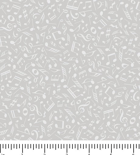 Quilting Illusions Musical Notes 26761-K Gray with ruler for scale