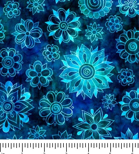 Bohemian Dreams Flower Toss 29019-W with ruler for scale