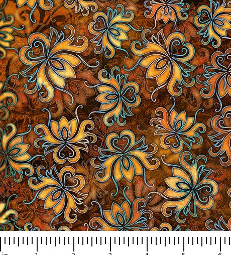 Serenity Floral Scroll 29536-A with ruler for scale