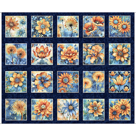 Midnight Blooms Batik Floral Patches 30615-N
