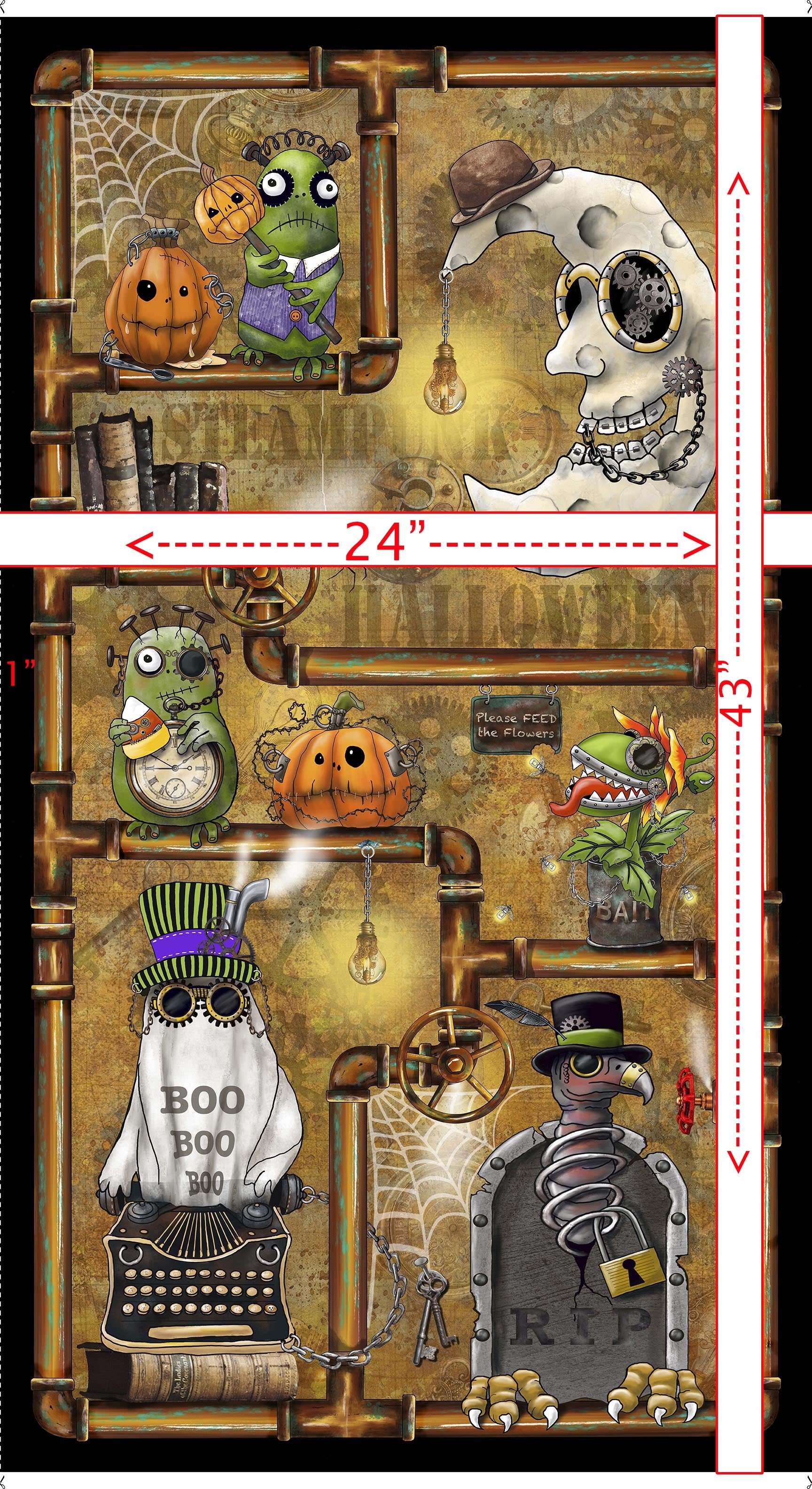 Steampunk Halloween 3 Character Panel 31219-A measurements