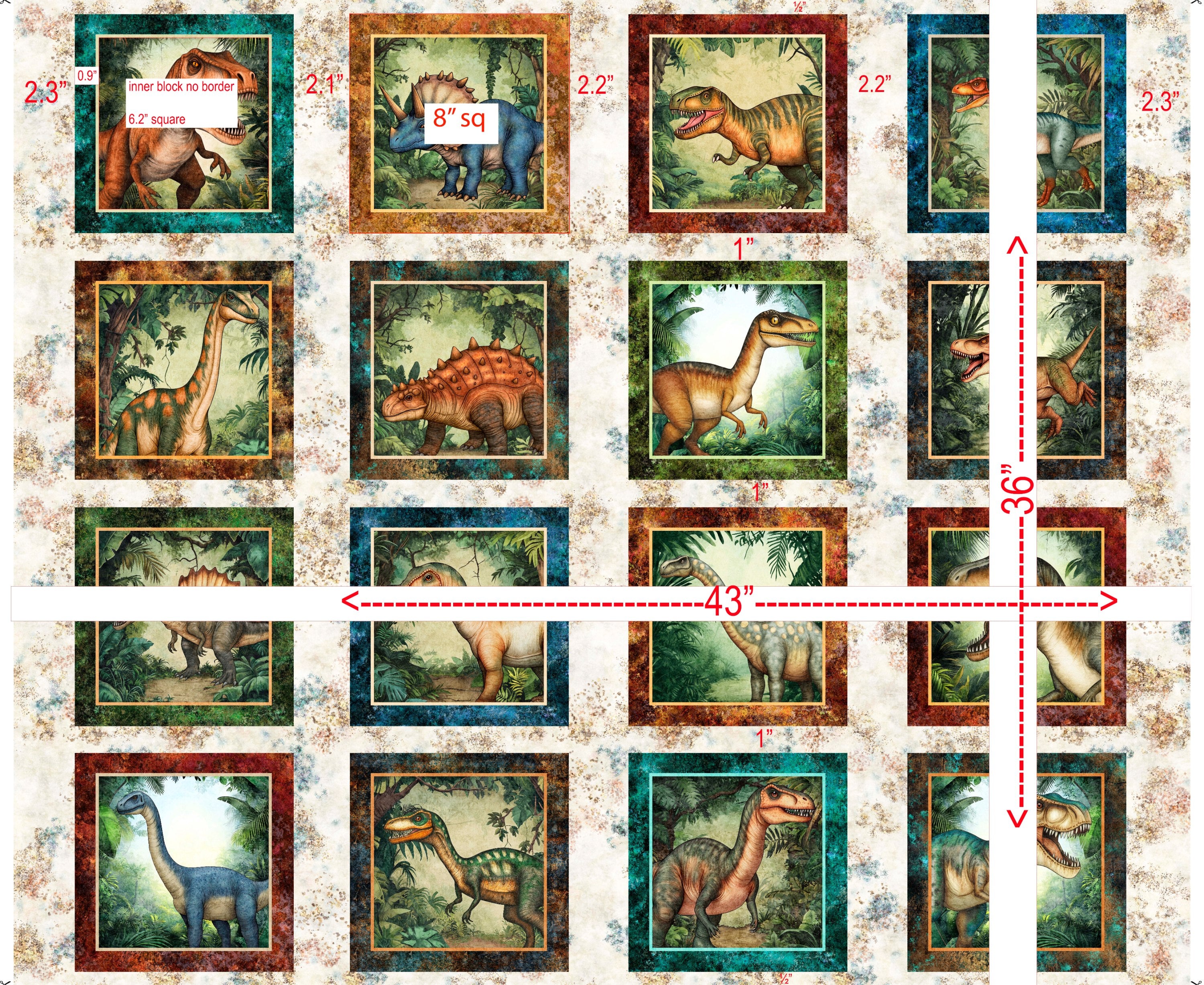 Savage Kingdom Dinosaur Picture Patches 31733-E Sand dimensions