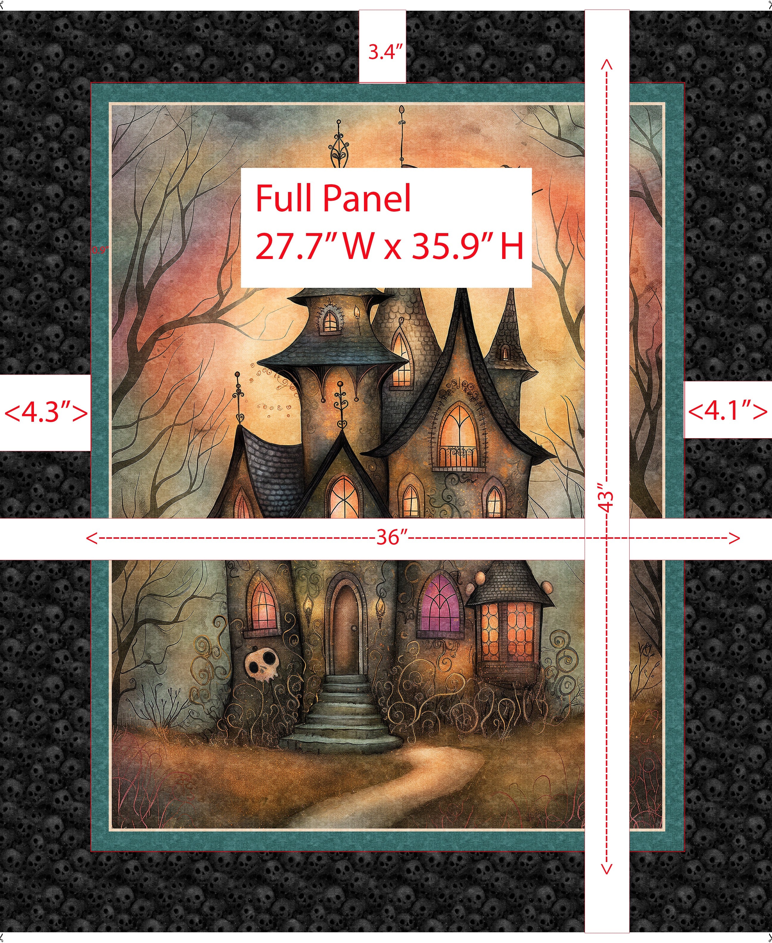 Witchypoo Haunted House Panel 31933-X measurements
