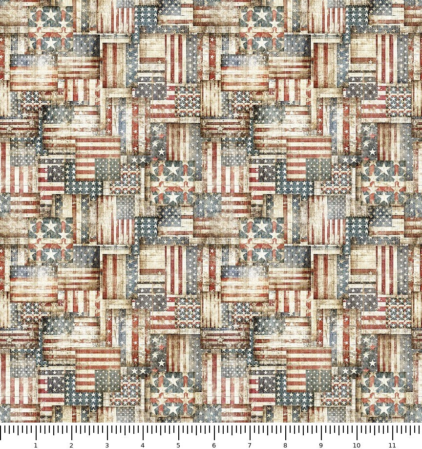 American Country Flag Patchwork 31995-E with inch ruler for scale