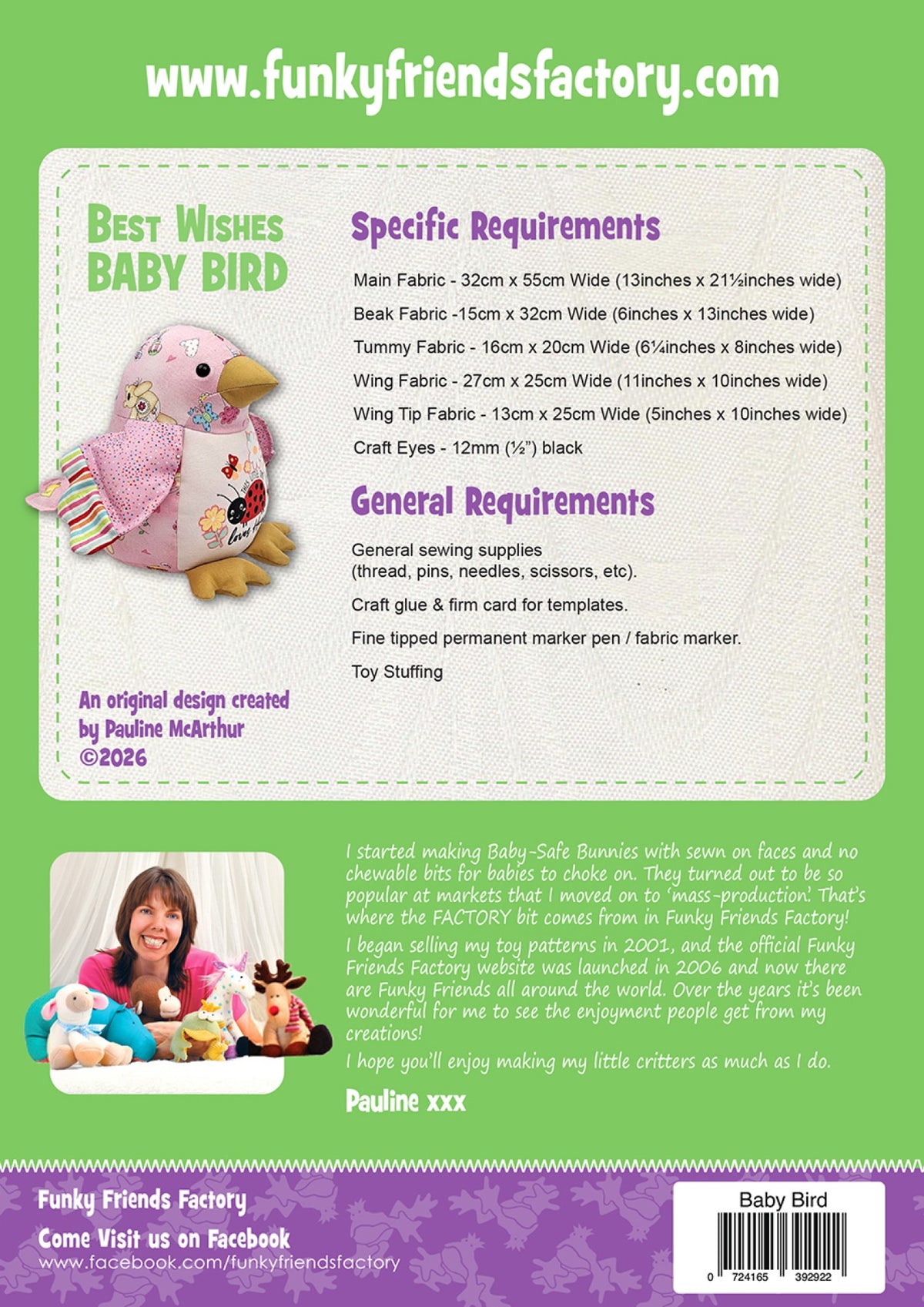 Best Wishes Baby Bird finished toy