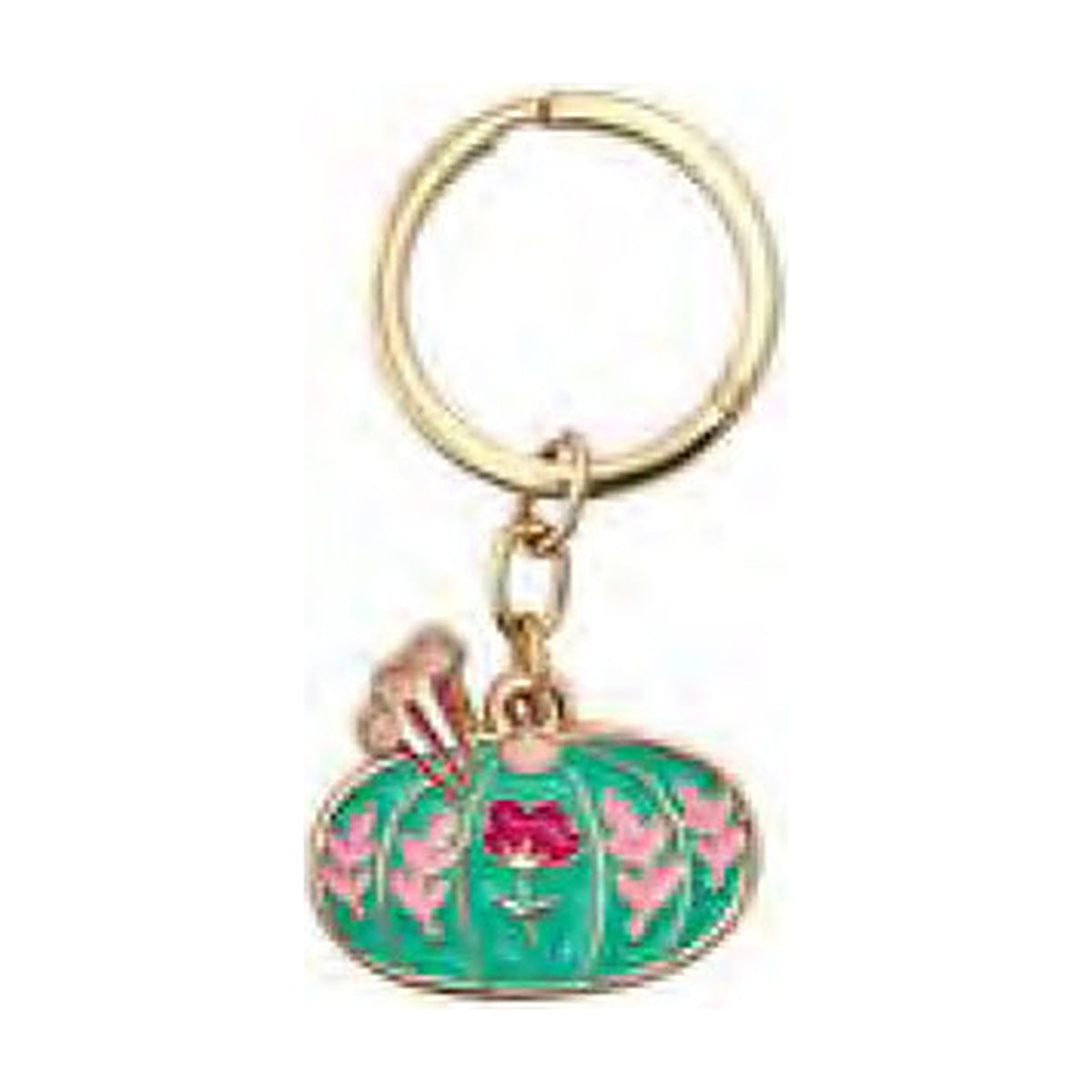 Teal floral tomato pin cushion enamel key ring