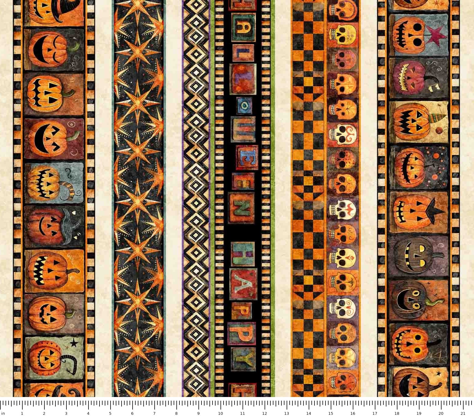 Creepin' It Real Halloween Stripe 30386-X with ruler for scale