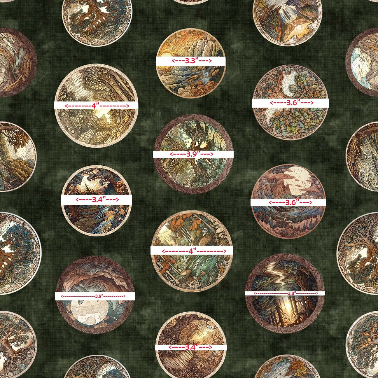 Enchanted Forest Landscape Circles 30467-F with measurements