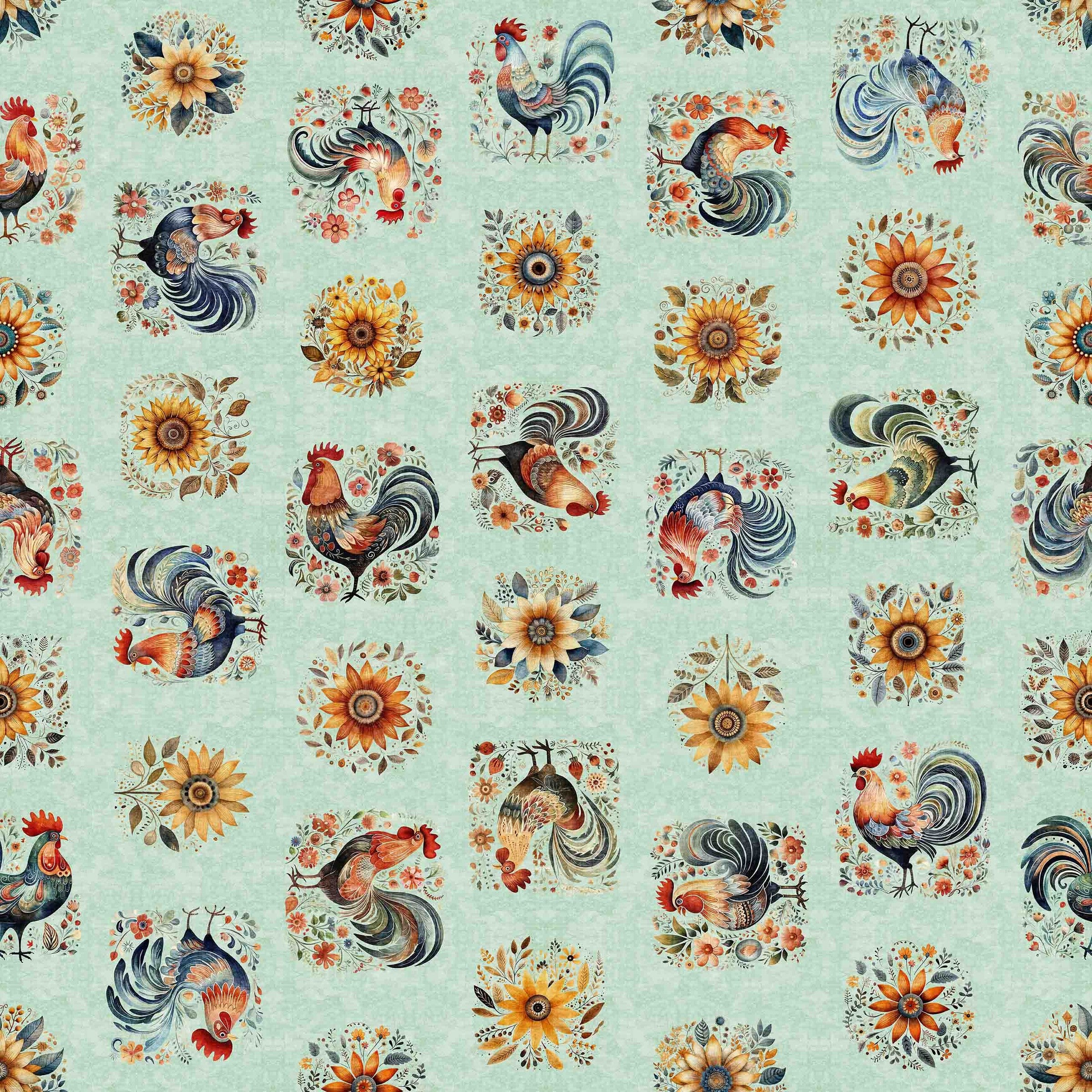 Poultry in Motion Roosters and Sunflowers 30842-H
