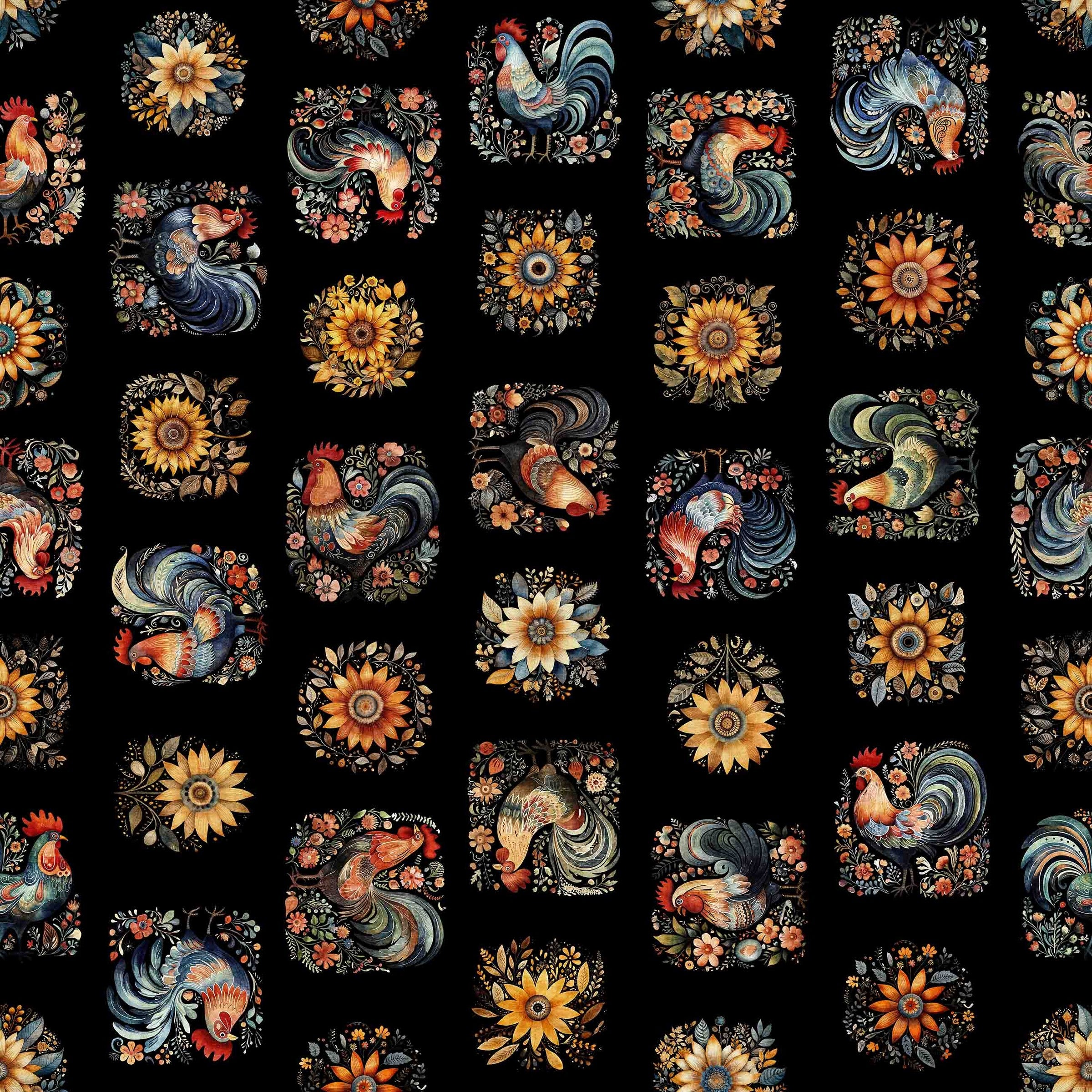 Poultry in Motion Roosters and Sunflowers 30842-J