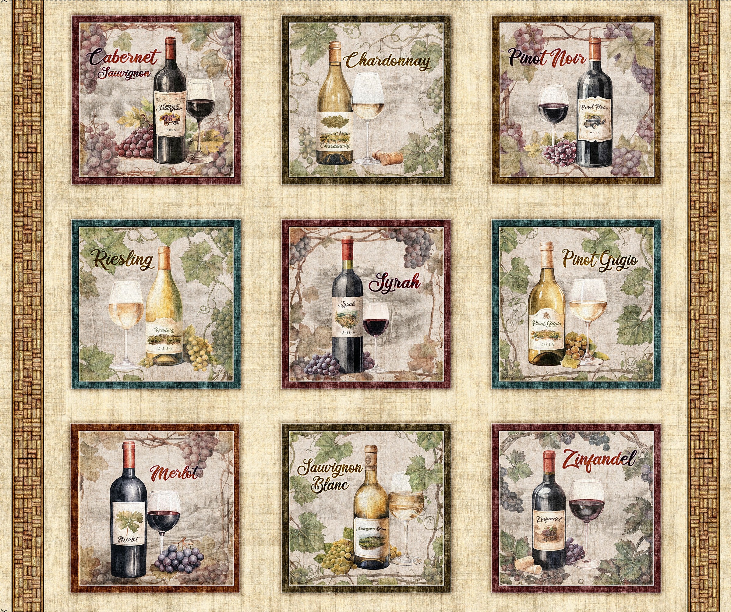 Cork & Barrel Wine Bottle Picture Patches 31166-X