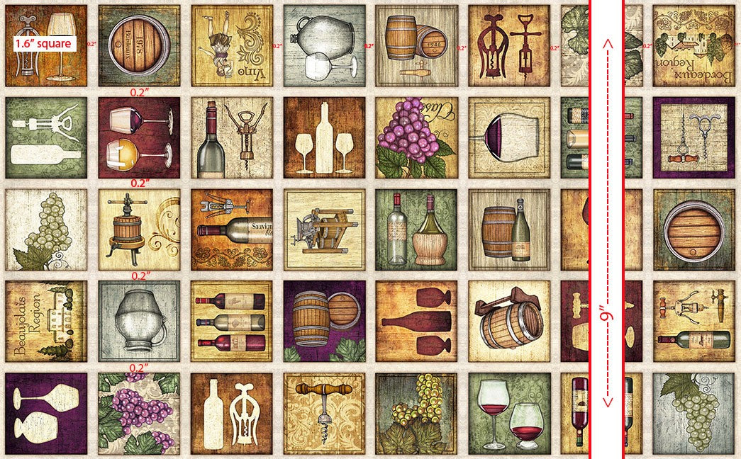 Cork & Barrel Small Wine Patches 31175-X with measurements