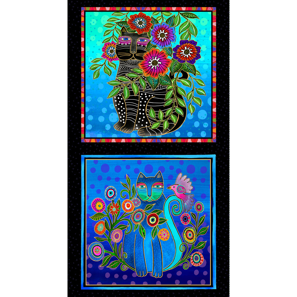 Laurel Burch Fantasticats - 24" Pillow Panel -Y4338-3M