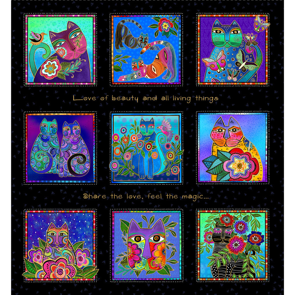 Laurel Burch Fantasticats - Block Panel - Y4339-3M
