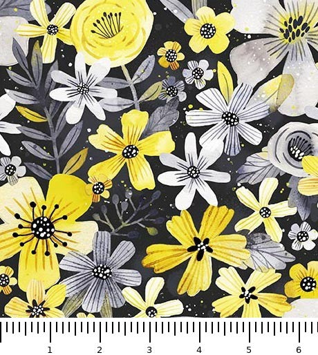 Blissful Blooms Contemporary Flora 31706-J with inch ruler for scale