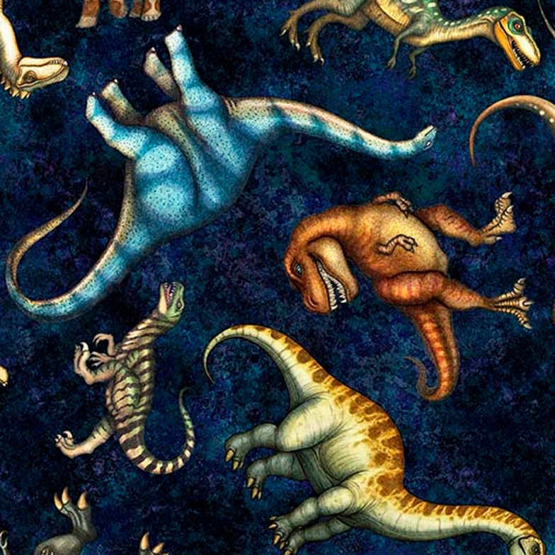 Savage Kingdom Tossed Dinosaurs 31734-N Dark Navy
