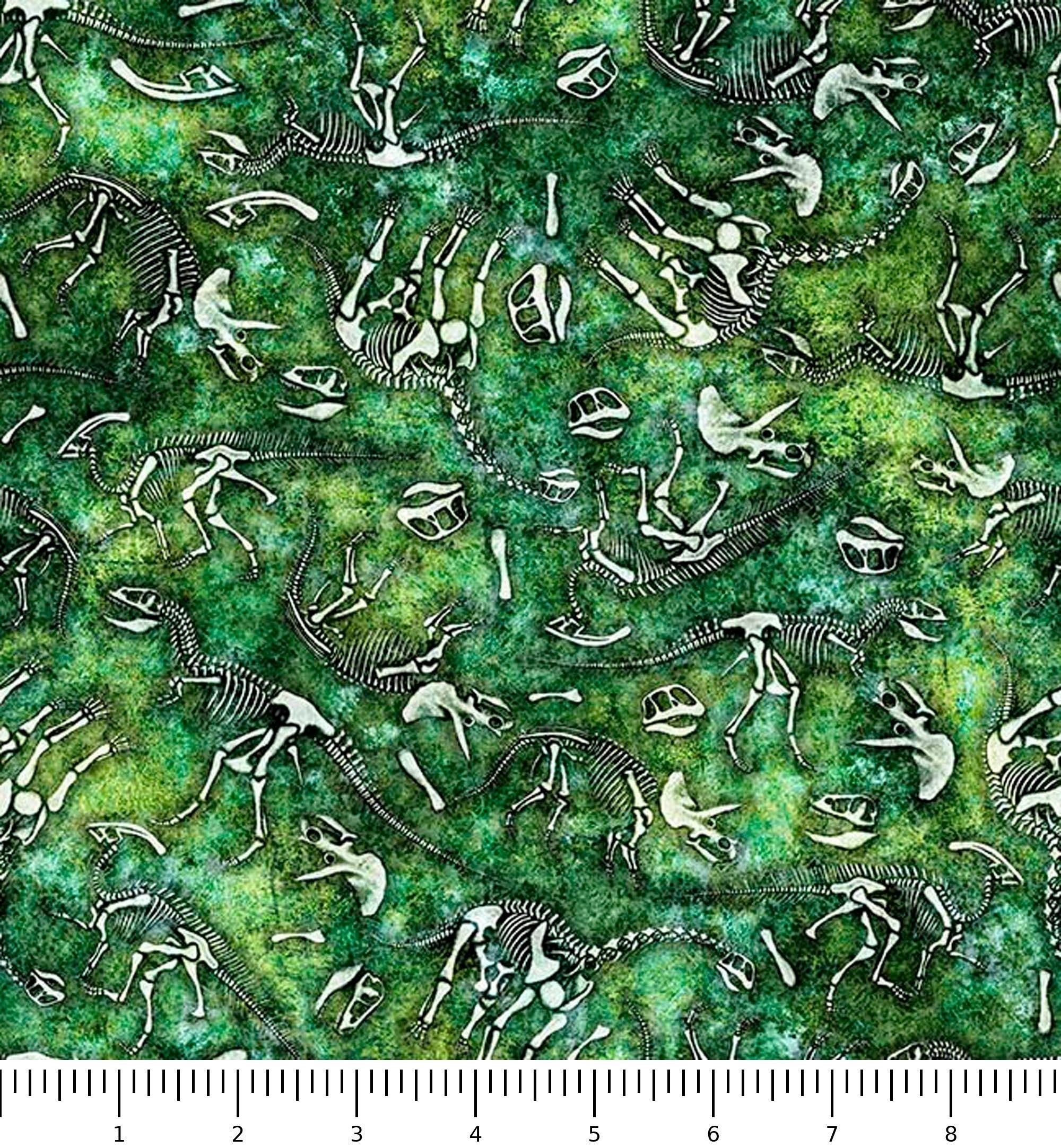 Savage Kingdom Dino Bones 31737-G Green with inch ruler for scale