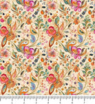 Fluttering Gardens Butterfly Floral Paisley 31731-E with inch ruler for scale