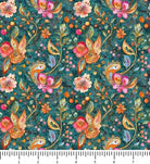 Fluttering Gardens Butterfly Floral Paisley 31731-Q with inch ruler for scale