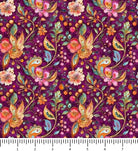 Fluttering Gardens Butterfly Floral Paisley 31731-V with inch ruler for scale