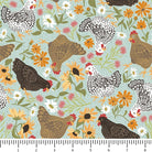 Chickens in the Meadow Chickens & Flowers 31817-Q with inch ruler for scale