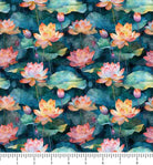 Serenity Lotus Flower Allover 31835-X with inch ruler for scale