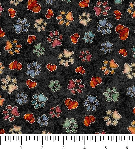 QT Cuties 2 Puppy Dog Prints 31450-J with inch ruler for scale