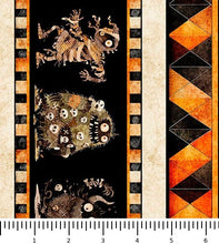 Load image into Gallery viewer, A Haunting We Will Go Halloween Monsters Border Stripe 31944-X with inch ruler for scale
