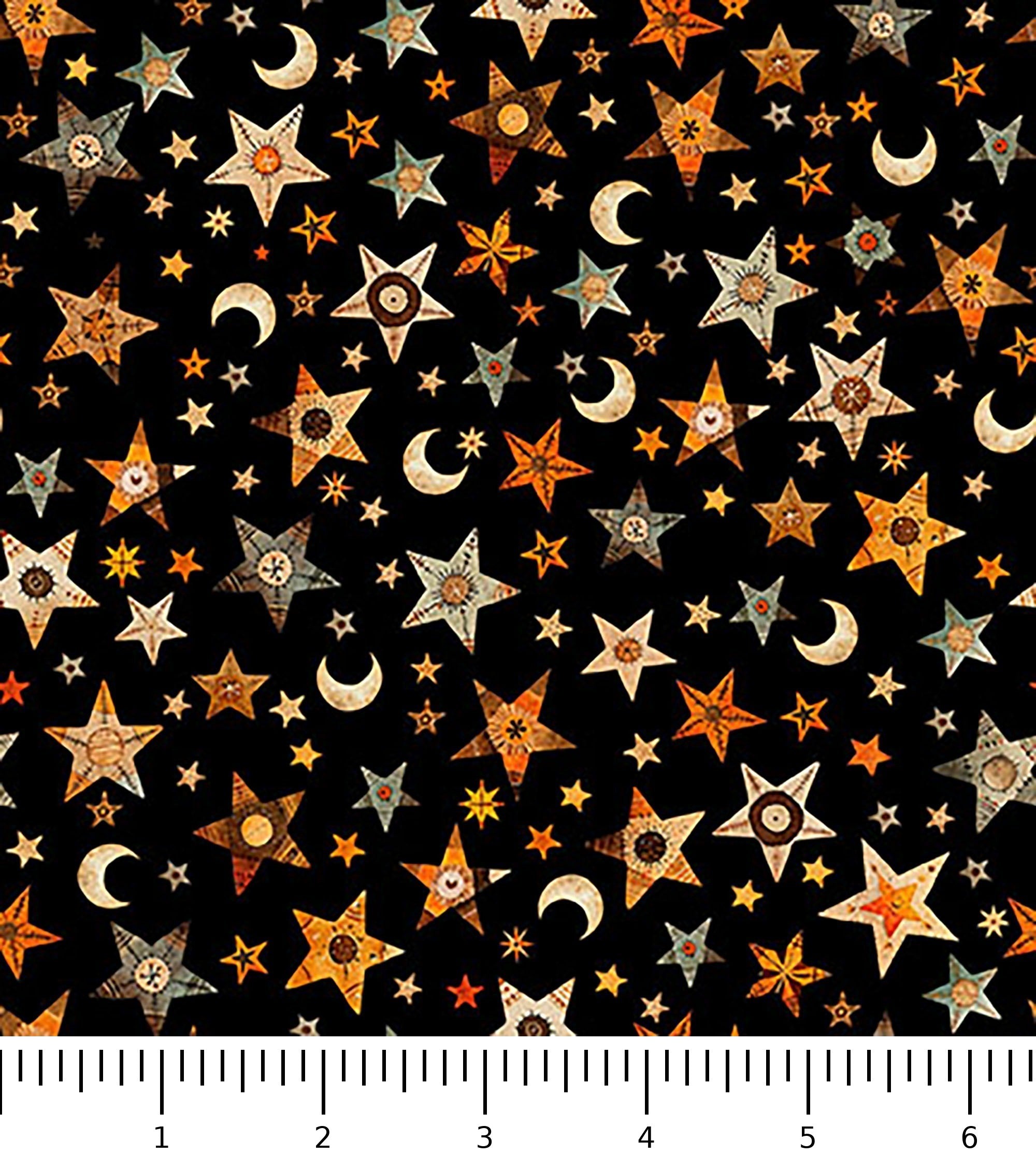A Haunting We Will Go Stars & Moons 31948-J with inch ruler for scale