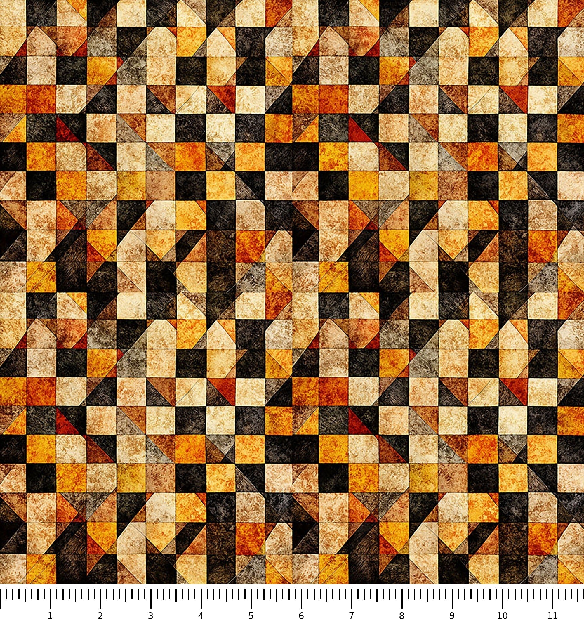 A Haunting We Will Go Checkerboard Geo 31950-O with inch ruler for scale
