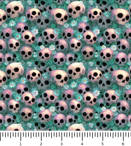 Witchypoo Skulls 31940-Q with inch ruler for scale