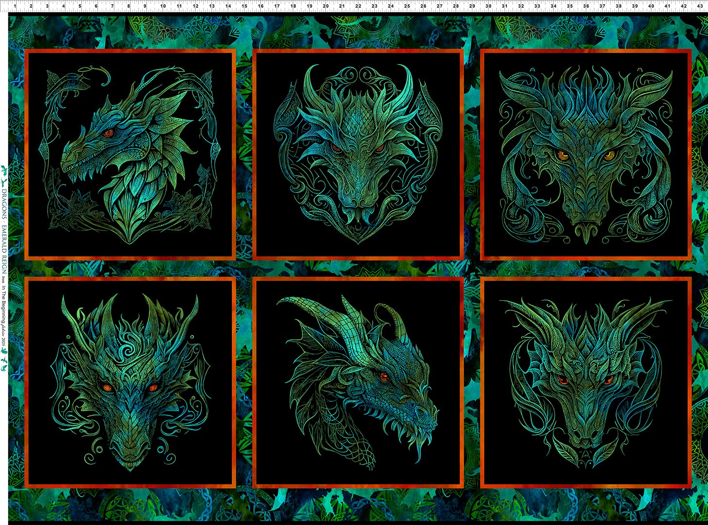 Dragons -Emerald Reign 21DRG-1 - 6 Dragon Panel