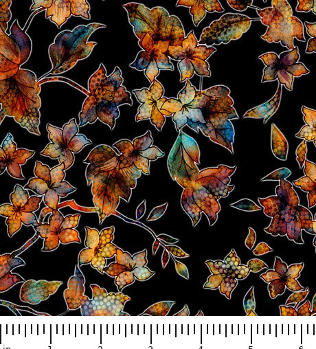 Periwinkle Floral & Leaf Branches 28630-J with ruler for scale