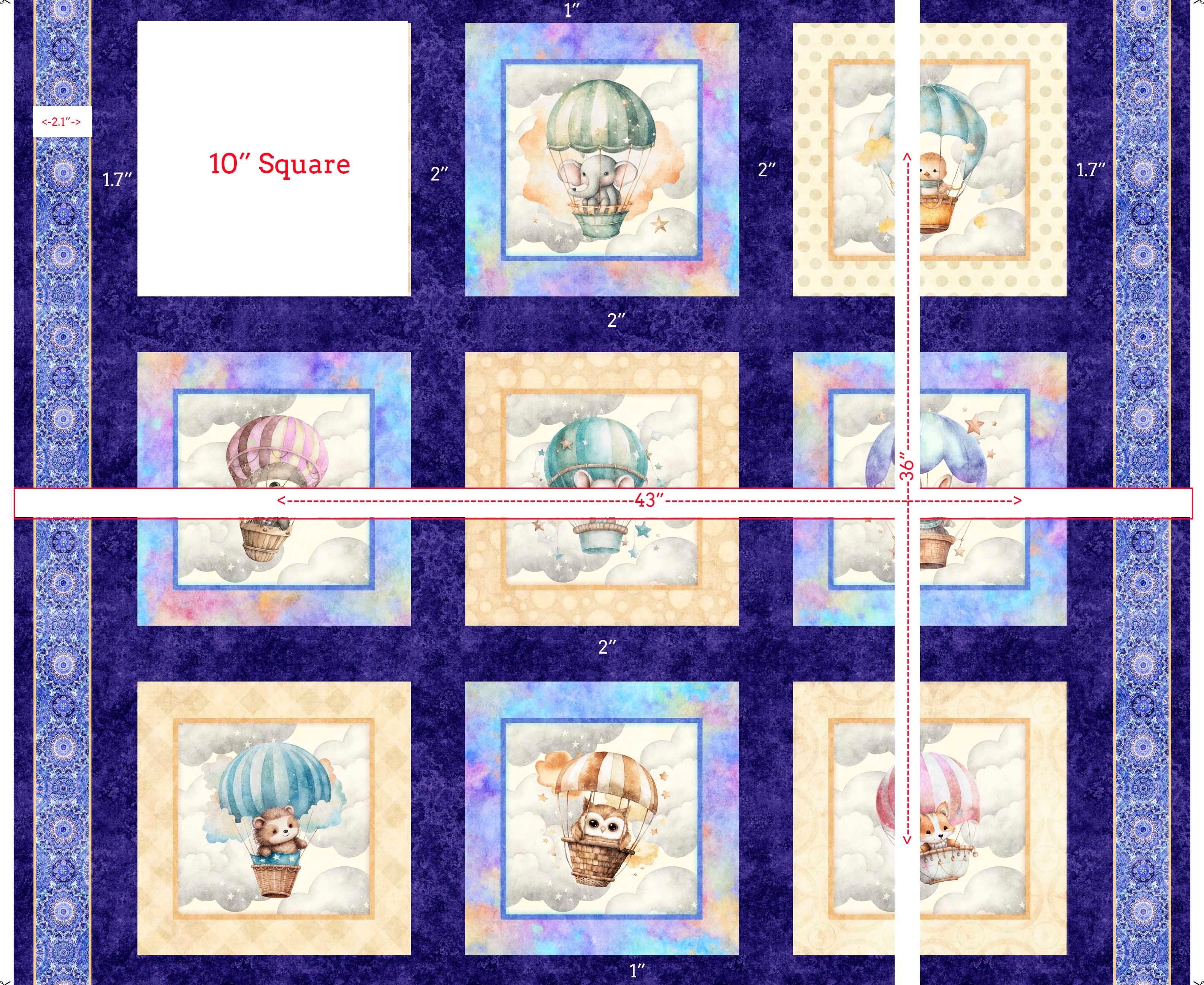 Oh the Places Animals in Hot Air Balloons Picture Patches 30665-V