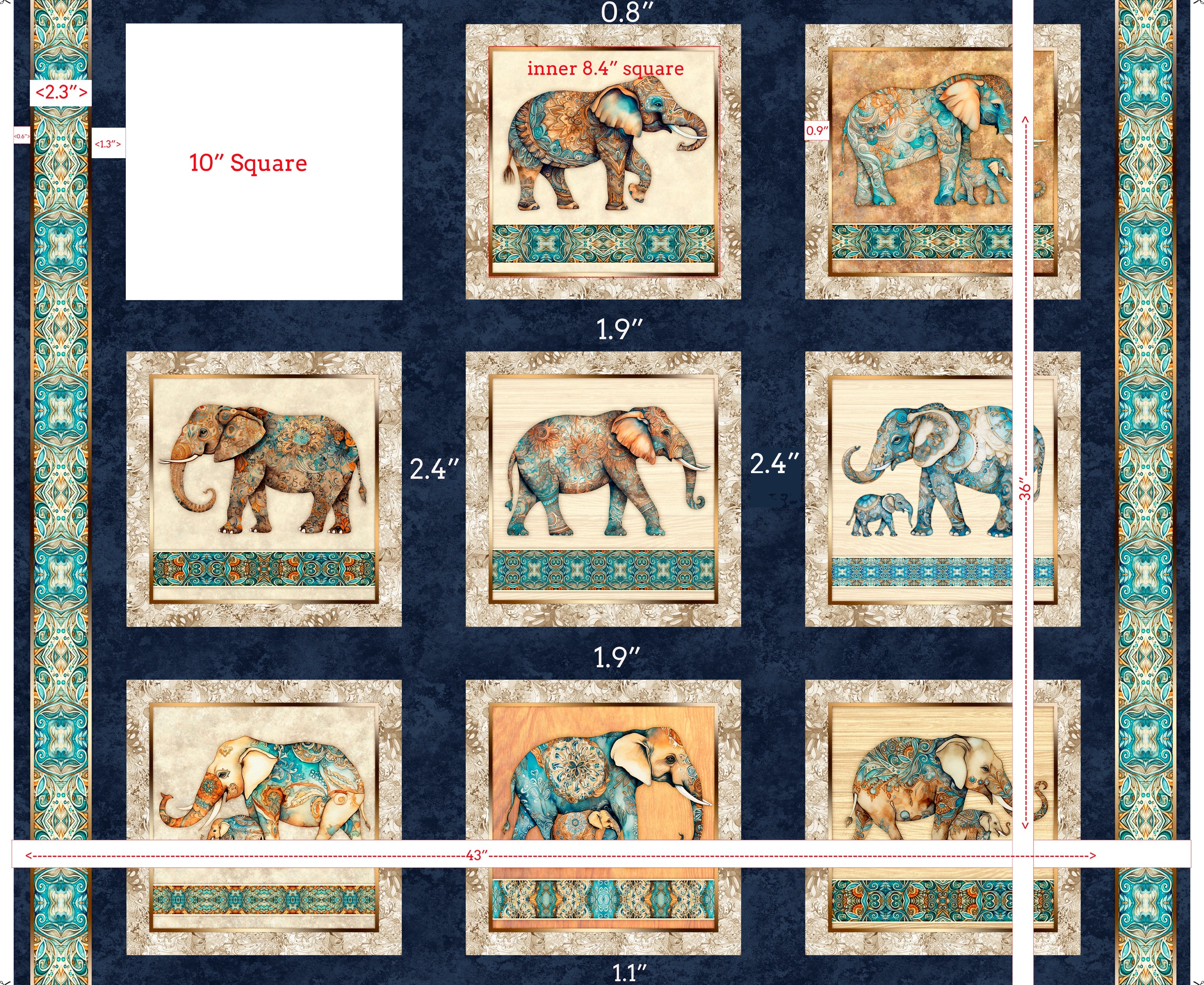 Kindred Spirits Elephant Picture Patches 30671-N