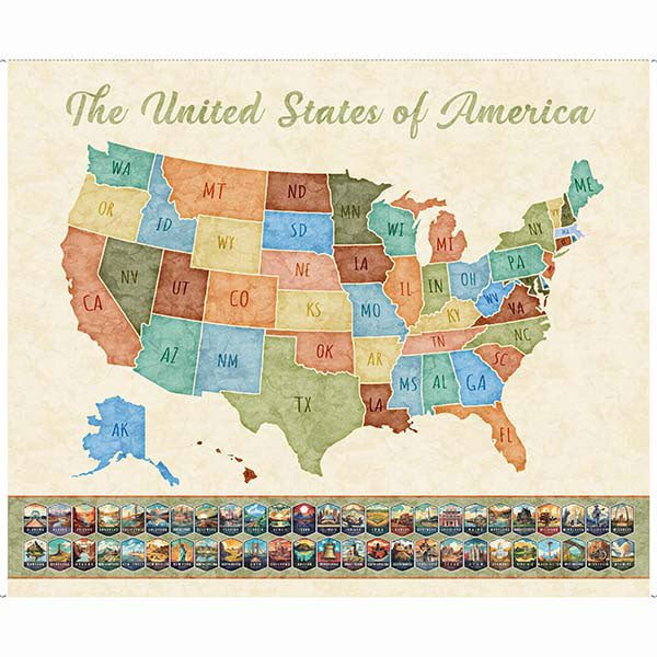 On the Road Again US Map Panel 30737-X