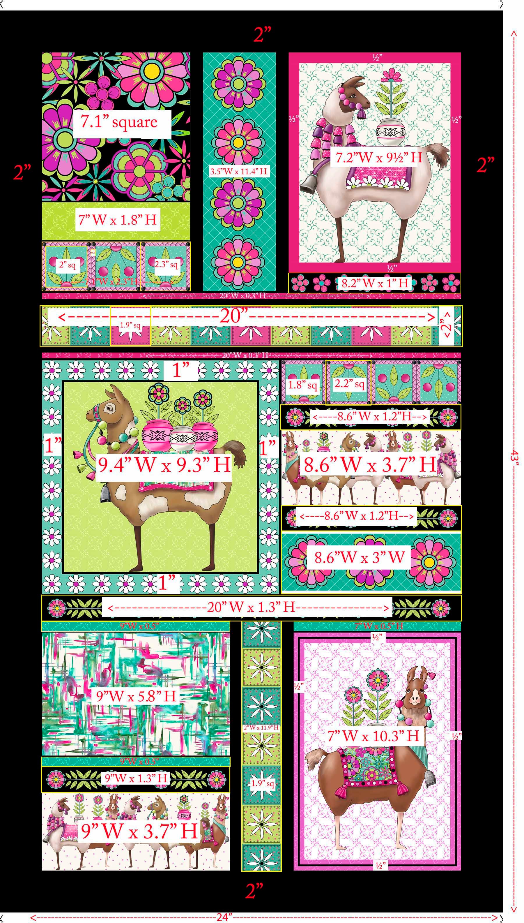 Fiesta Boho LLama Panel 30784-X