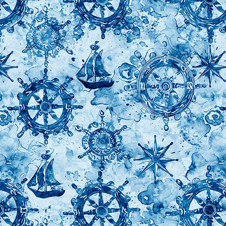 Ocean Blues Ship Wheels 30861-B Minky 60 inch