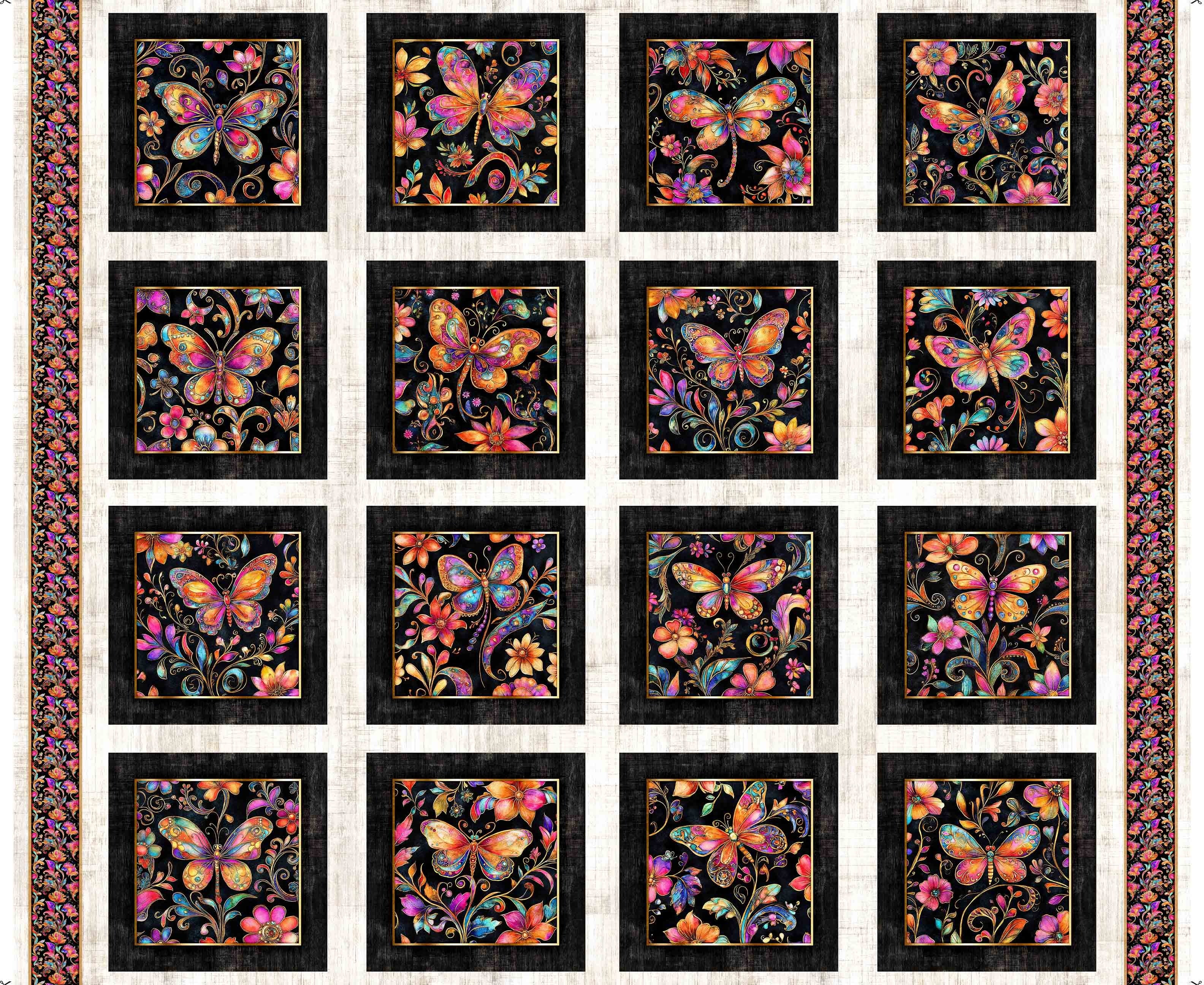 Fluttering Gardens Butterfly & Floral Picture Patches 31727-E panel