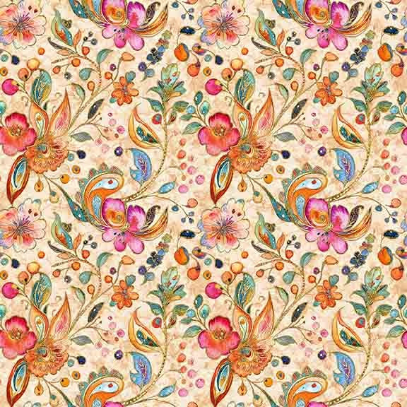Fluttering Gardens Butterfly Floral Paisley 31731-E