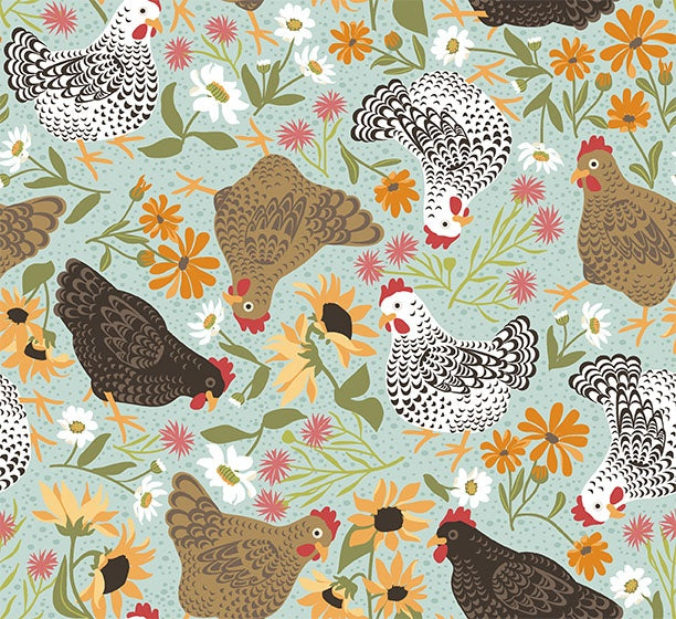 Chickens in the Meadow Chickens & Flowers 31817-Q