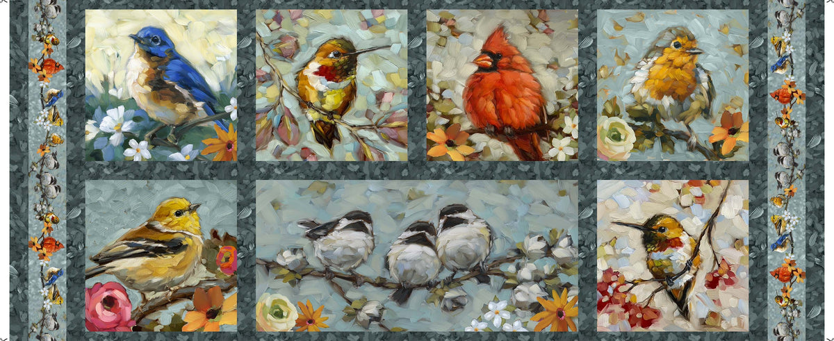 Joyful Garden Bird Picture Patches 31863-X panel