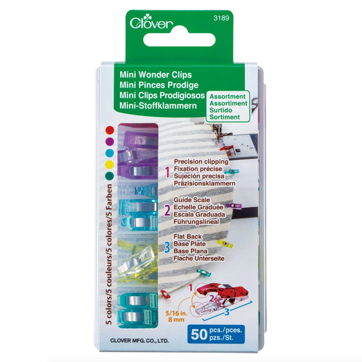 Clover Mini Wonder Clips Assorted, 50ct