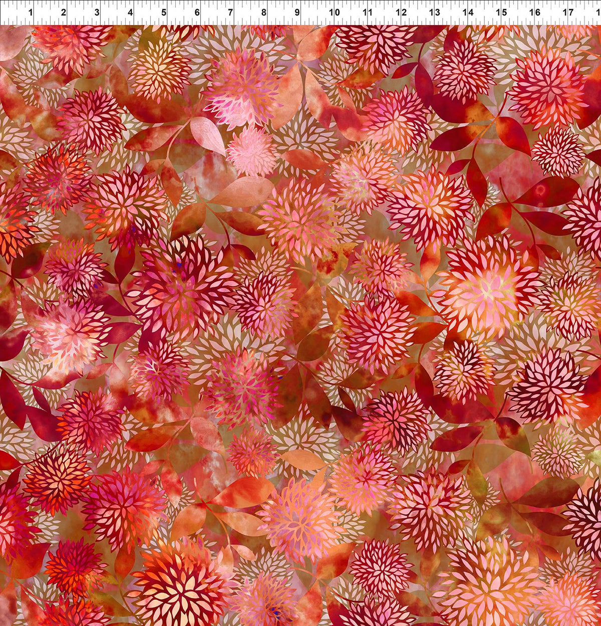 Allure 3ALR-1 Mums Red by Jason Yenter for In The Beginning Fabrics