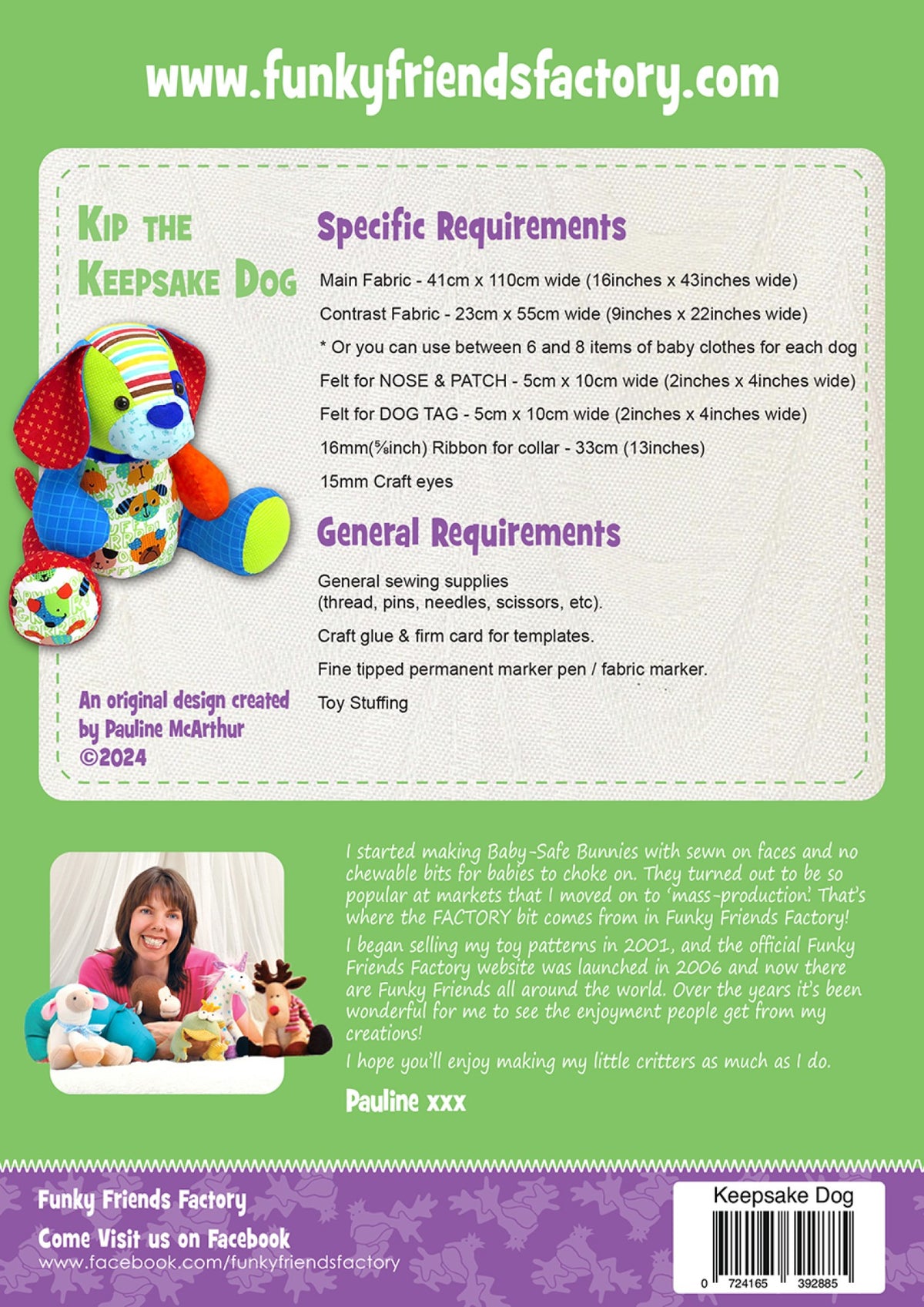 Kip the Keepsake Dog finished toy