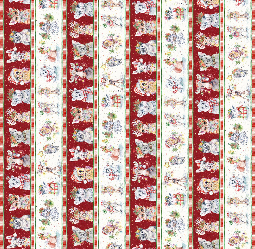 Little Darlings Christmas Animal Border Stripe - 5376