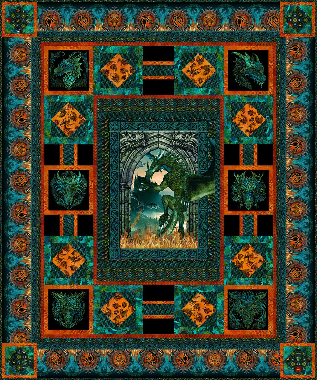 Dragons Emerald Reign Quilt Kit 89.5 x 107.5